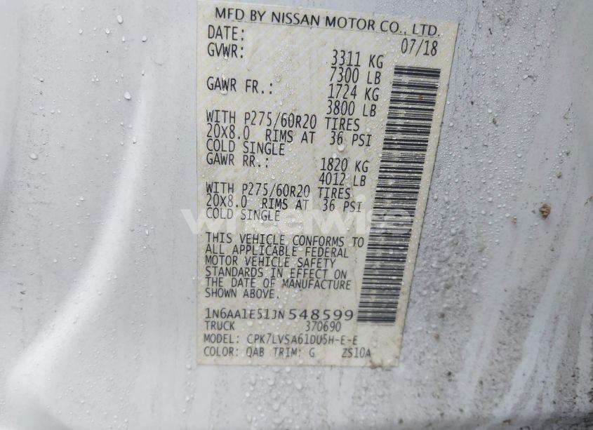 Photo 9 of 2018 Nissan Titan SL (VIN 1N6AA1E51JN548599)