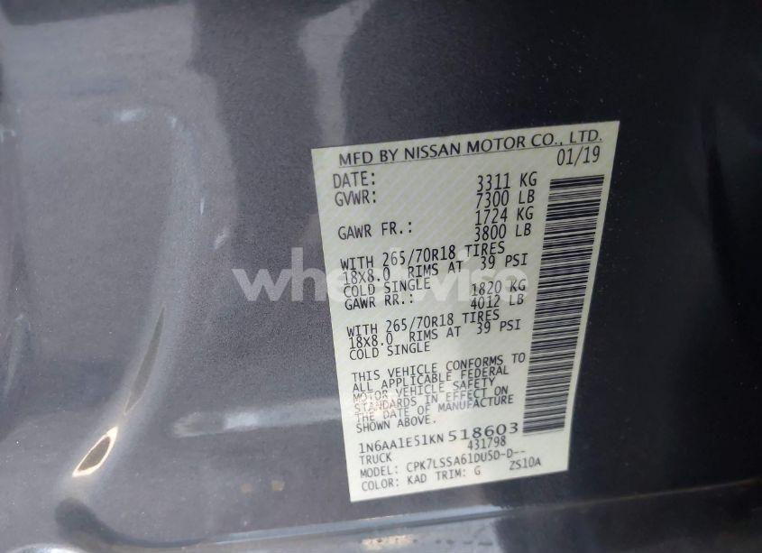 Photo 9 of 2019 Nissan Titan SV (VIN 1N6AA1E51KN518603)