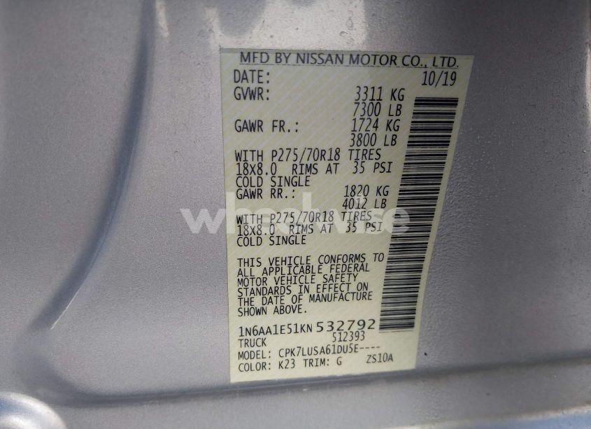 Photo 9 of 2019 Nissan Titan PRO-4X (VIN 1N6AA1E51KN532792)