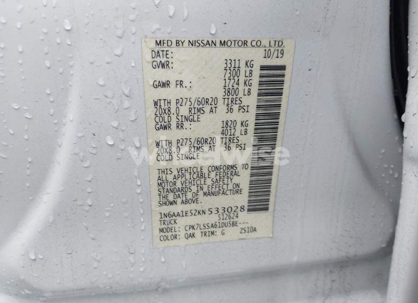 Photo 9 of 2019 Nissan Titan SV (VIN 1N6AA1E52KN533028)