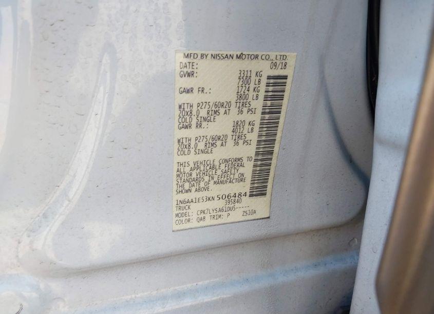 Photo 9 of 2019 Nissan Titan PLATINUM RESERVE (VIN 1N6AA1E53KN506484)