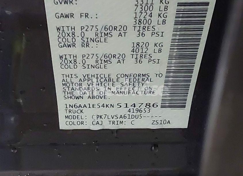 Photo 9 of 2019 Nissan Titan SL (VIN 1N6AA1E54KN514786)