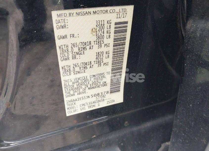 Photo 9 of 2018 Nissan Titan SV (VIN 1N6AA1E55JN508378)