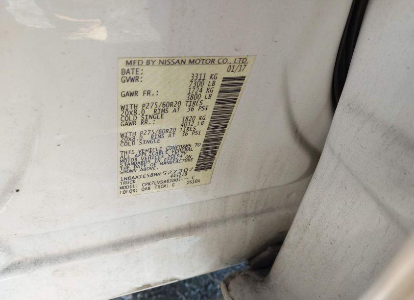 Photo 9 of 2017 Nissan Titan SL (VIN 1N6AA1E58HN527307)