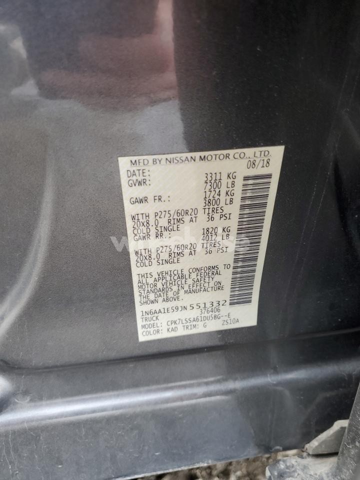 Photo 12 of 2018 NISSAN TITAN SV (VIN 1N6AA1E59JN551332)