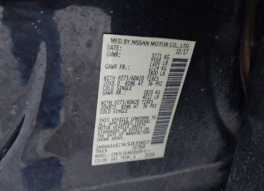 Photo 9 of 2018 Nissan Titan SV (VIN 1N6AA1E62JN503907)