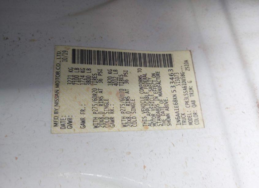 Photo 9 of 2019 Nissan Titan SV (VIN 1N6AA1E68KN533463)