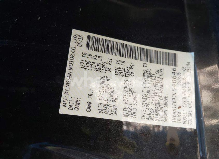 Photo 9 of 2018 Nissan Titan PLATINUM RESERVE (VIN 1N6AA1E69JN540646)