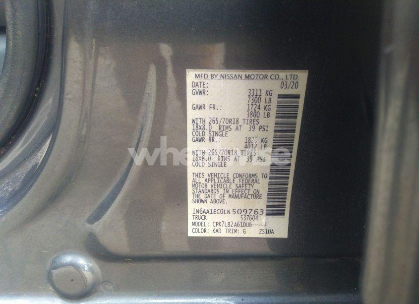 Photo 9 of 2020 Nissan Titan SV 4X4 (VIN 1N6AA1EC0LN509763)