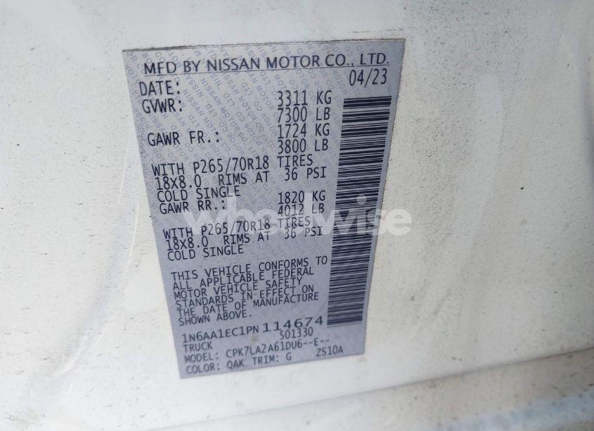 Photo 9 of 2023 Nissan Titan S 4X4 (VIN 1N6AA1EC1PN114674)