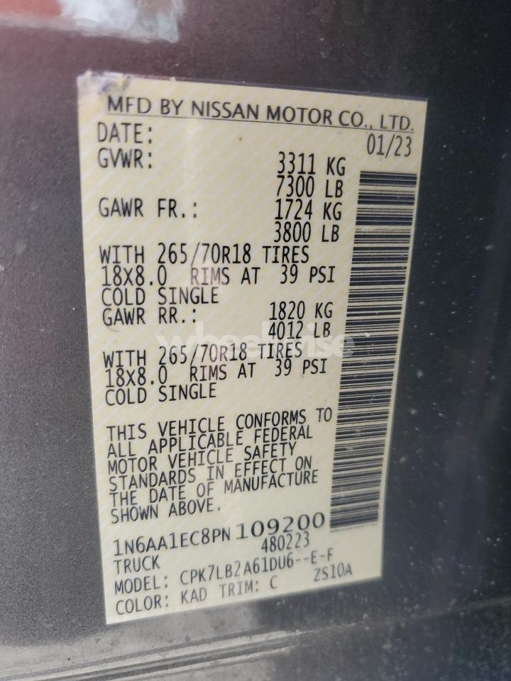 Photo 12 of 2023 NISSAN TITAN S (VIN 1N6AA1EC8PN109200)