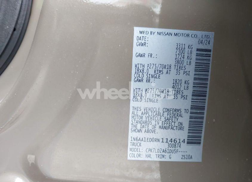 Photo 9 of 2024 Nissan Titan PRO-4X 4X4 (VIN 1N6AA1ED0RN114614)