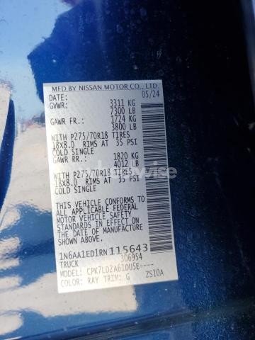 Photo 7 of 2024 NISSAN TITAN PRO-4X N/A (VIN 1N6AA1ED1RN115643)