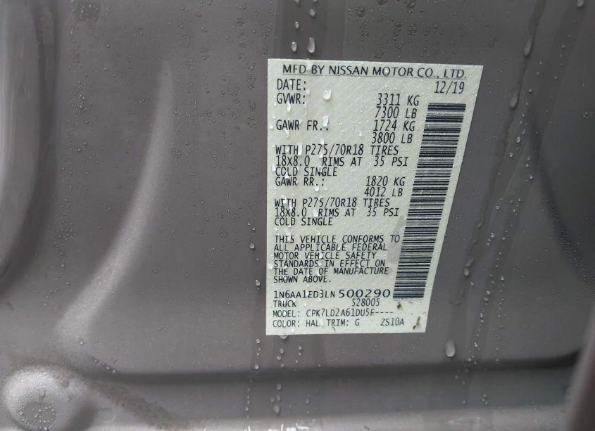 Photo 9 of 2020 Nissan Titan PRO-4X 4X4 (VIN 1N6AA1ED3LN500290)