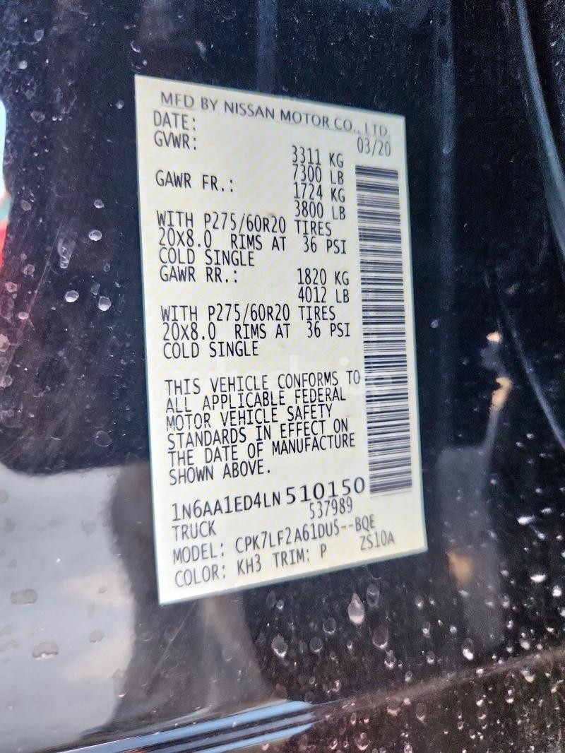 Photo 6 of 2020 NISSAN TITAN SV (VIN 1N6AA1ED4LN510150)