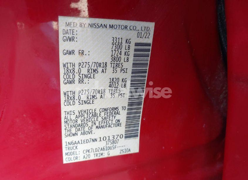 Photo 9 of 2022 Nissan Titan PRO-4X 4X4 (VIN 1N6AA1ED7NN101370)