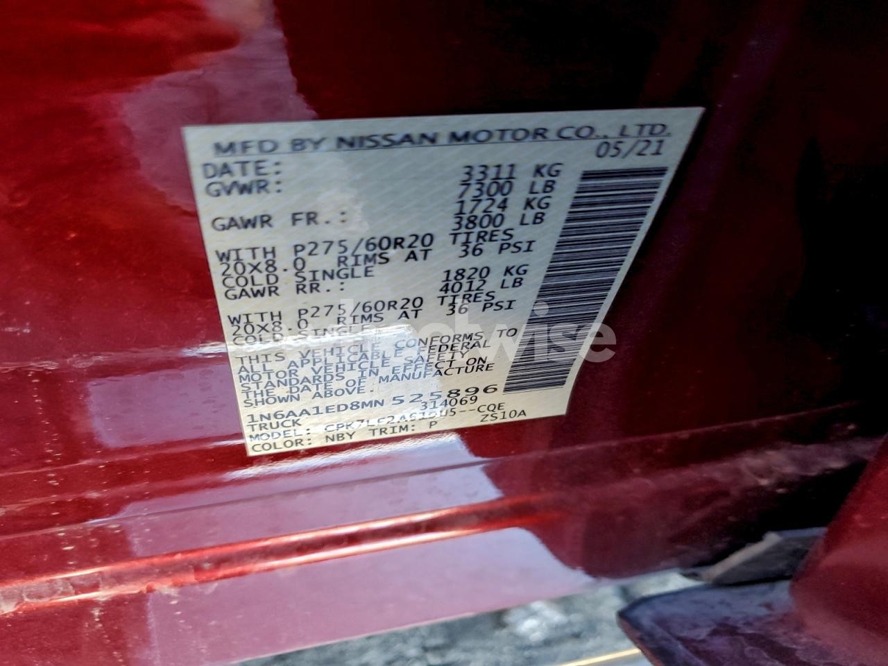 Photo 12 of 2021 NISSAN TITAN SV (VIN 1N6AA1ED8MN525896)