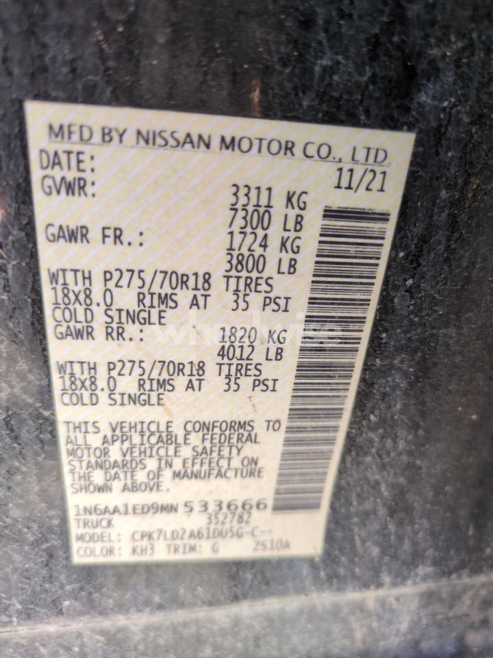 Photo 12 of 2021 NISSAN TITAN SV (VIN 1N6AA1ED9MN533666)