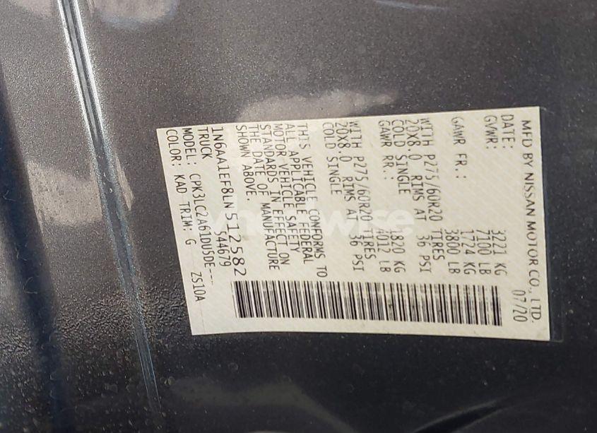 Photo 9 of 2020 Nissan Titan SV 4X2 (VIN 1N6AA1EF8LN512582)