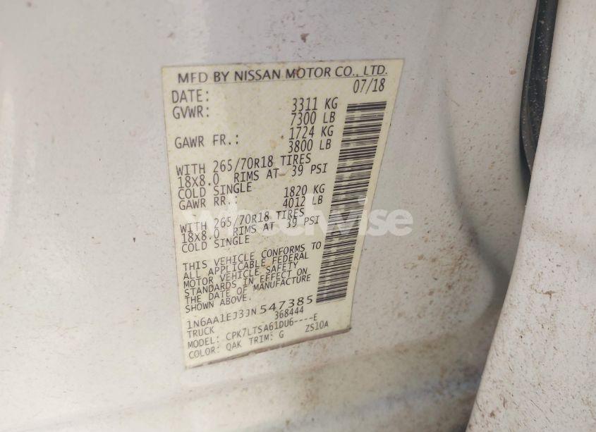 Photo 9 of 2018 Nissan Titan SV (VIN 1N6AA1EJ3JN547385)