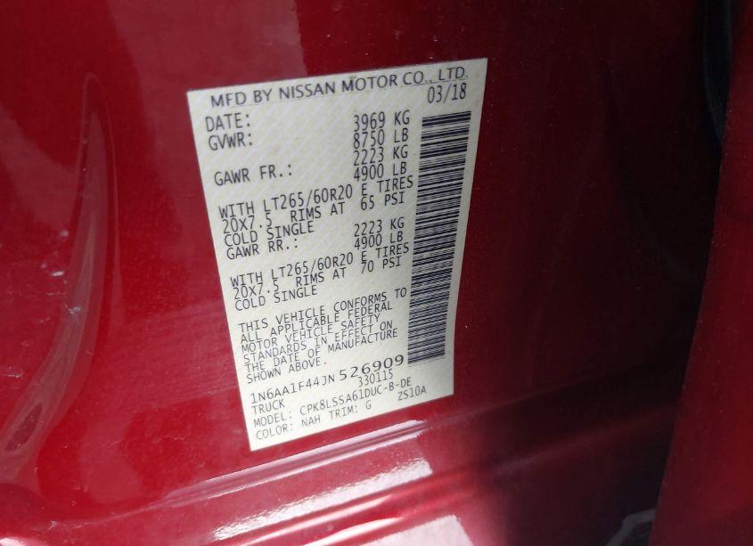 Photo 9 of 2018 Nissan Titan XD SV GAS (VIN 1N6AA1F44JN526909)