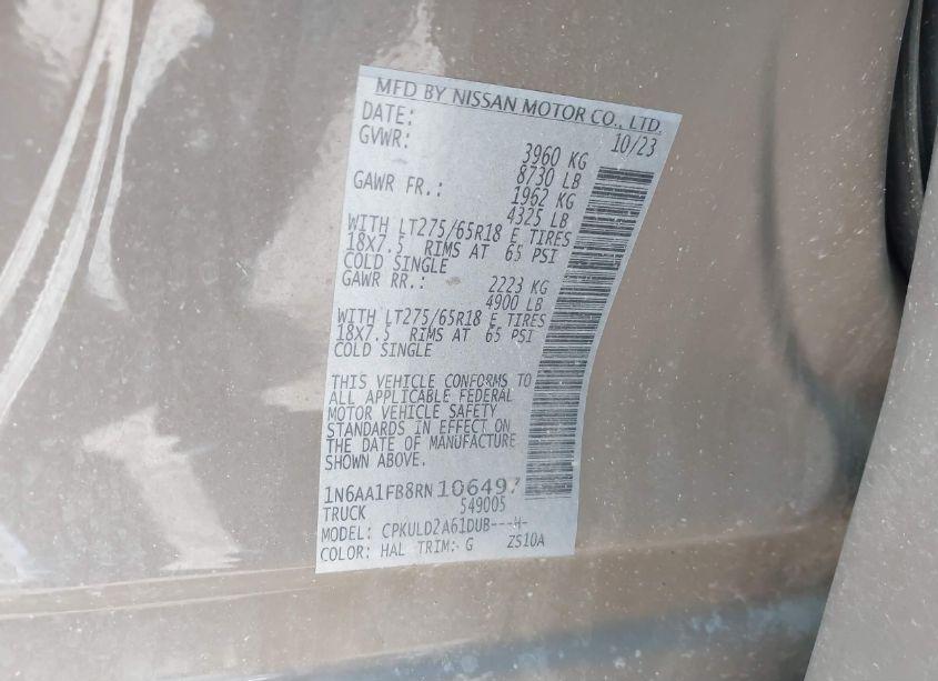 Photo 9 of 2024 Nissan Titan XD PRO-4X 4X4 (VIN 1N6AA1FB8RN106497)