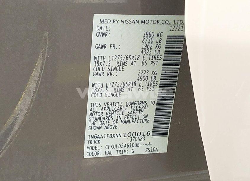 Photo 9 of 2022 Nissan Titan XD PRO-4X 4X4 (VIN 1N6AA1FBXNN100016)