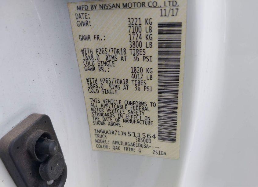 Photo 9 of 2018 Nissan Titan S (VIN 1N6AA1R71JN511564)