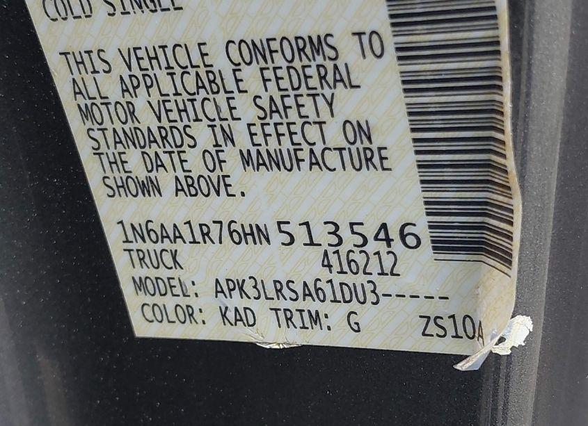 Photo 9 of 2017 Nissan Titan S (VIN 1N6AA1R76HN513546)