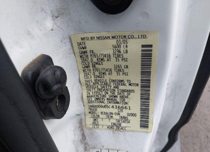 Photo 9 of 2005 Nissan Frontier NISMO OFF ROAD (VIN 1N6AD06U05C436661)