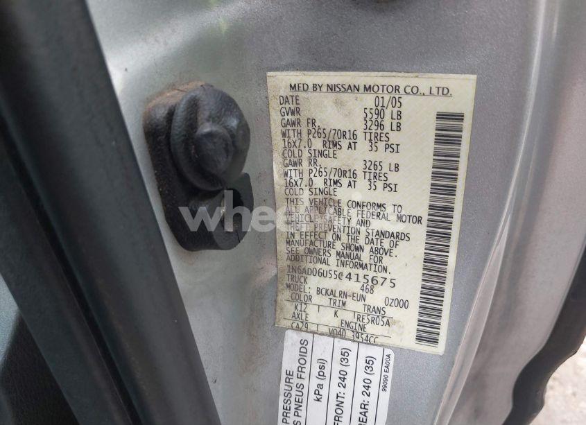 Photo 9 of 2005 Nissan Frontier SE (VIN 1N6AD06U55C415675)