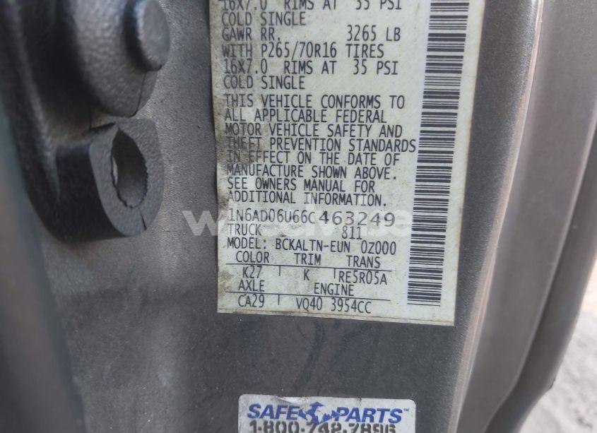 Photo 9 of 2006 Nissan Frontier SE (VIN 1N6AD06U66C463249)