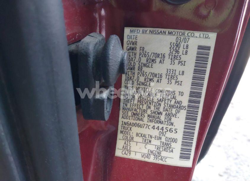 Photo 9 of 2007 Nissan Frontier SE (VIN 1N6AD06U77C444565)