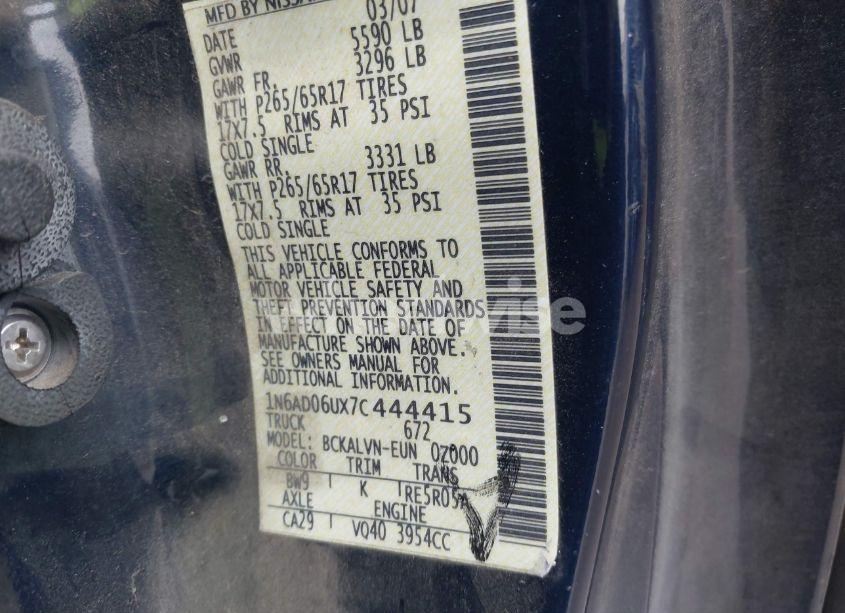 Photo 9 of 2007 Nissan Frontier LE (VIN 1N6AD06UX7C444415)