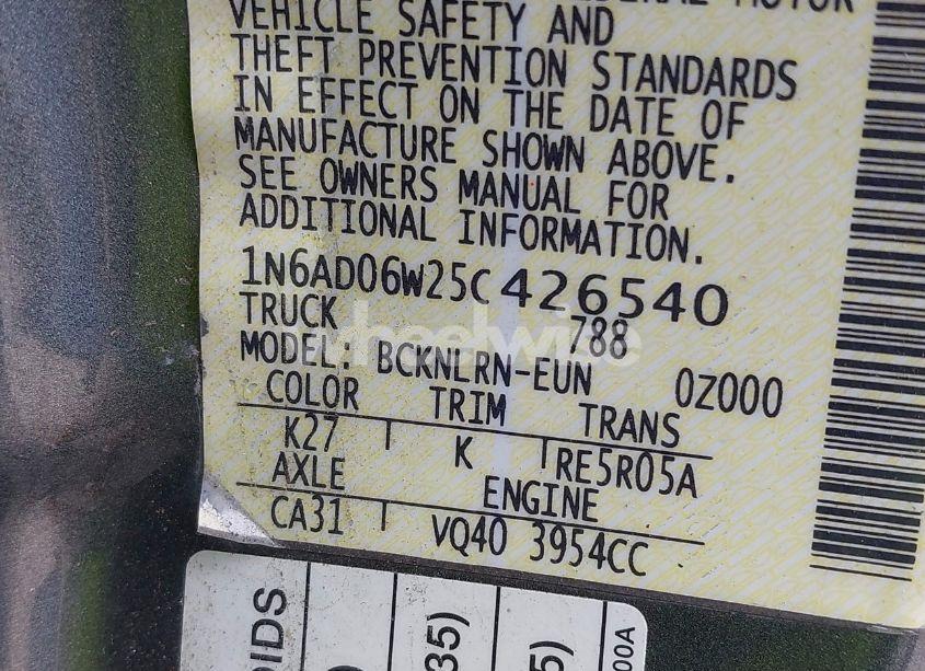 Photo 9 of 2005 Nissan Frontier SE (VIN 1N6AD06W25C426540)