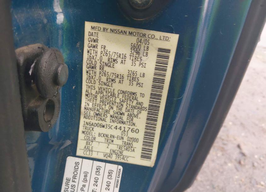 Photo 9 of 2005 Nissan Frontier NISMO OFF ROAD (VIN 1N6AD06W35C441760)