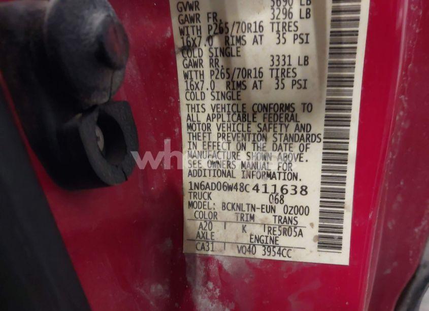 Photo 9 of 2008 Nissan Frontier SE (VIN 1N6AD06W48C411638)