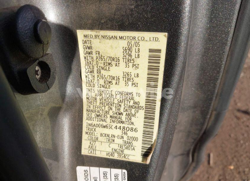 Photo 9 of 2005 Nissan Frontier SE (VIN 1N6AD06W65C448086)