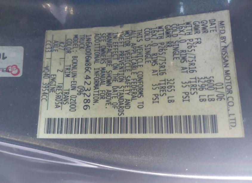 Photo 9 of 2006 Nissan Frontier NISMO OFF ROAD (VIN 1N6AD06W86C423286)