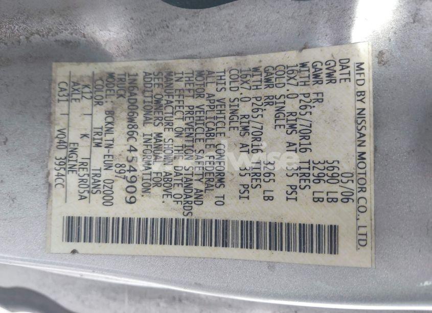 Photo 9 of 2006 Nissan Frontier SE (VIN 1N6AD06W86C454909)