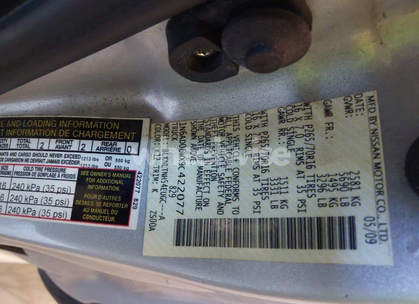 Photo 9 of 2009 Nissan Frontier SE (VIN 1N6AD06WX9C422077)