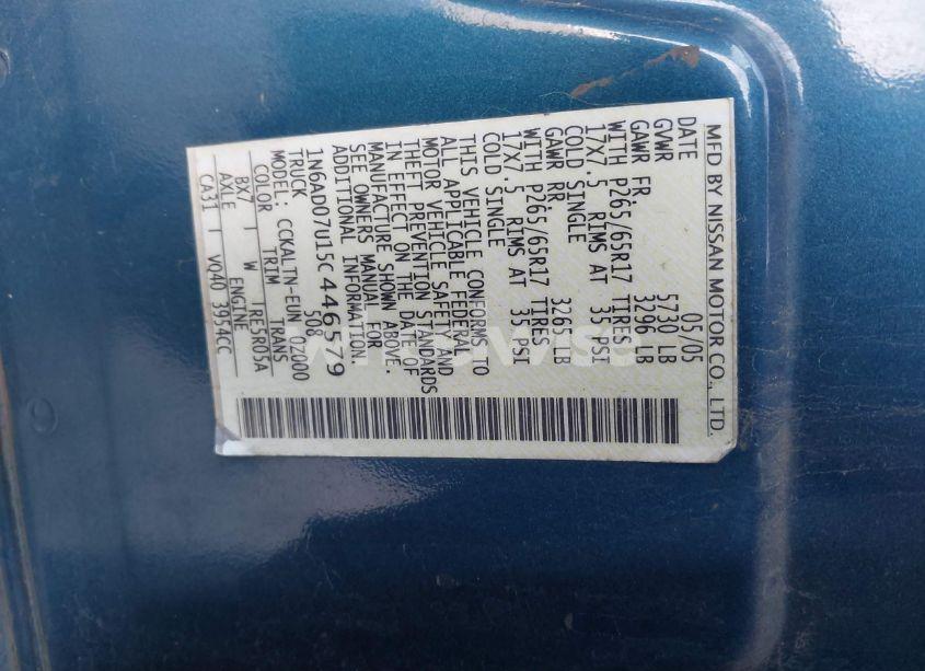 Photo 9 of 2005 Nissan Frontier LE (VIN 1N6AD07U15C446579)