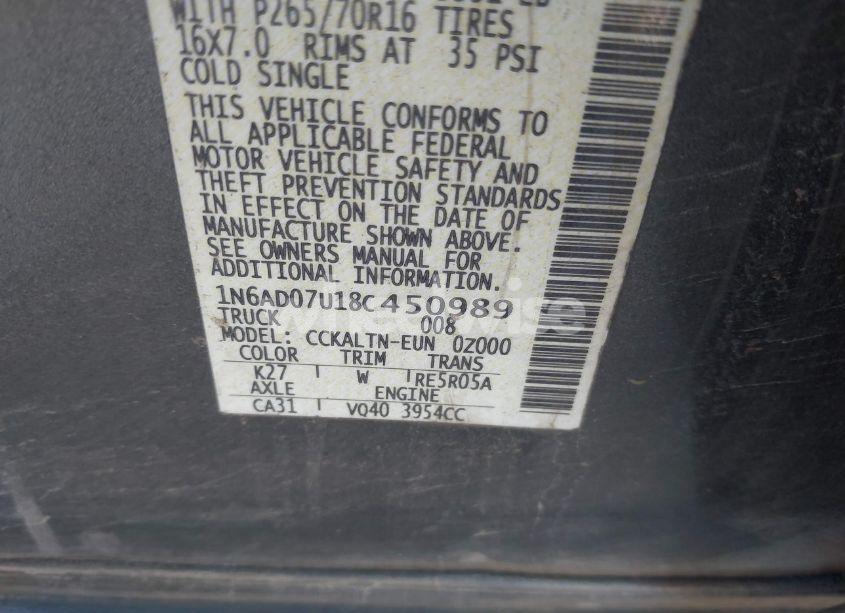 Photo 9 of 2008 Nissan Frontier SE (VIN 1N6AD07U18C450989)