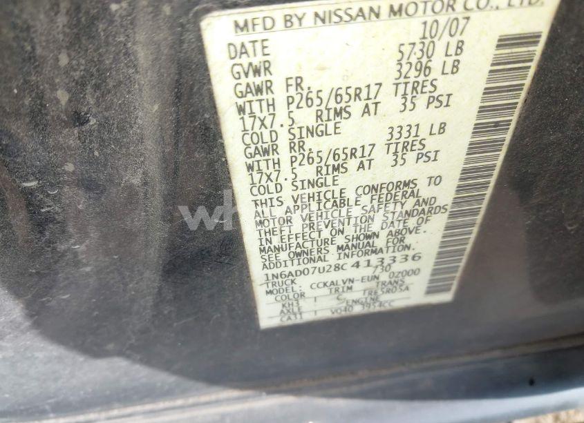 Photo 9 of 2008 Nissan Frontier LE (VIN 1N6AD07U28C413336)