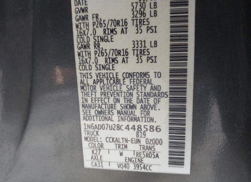 Photo 9 of 2008 Nissan Frontier SE (VIN 1N6AD07U28C448586)