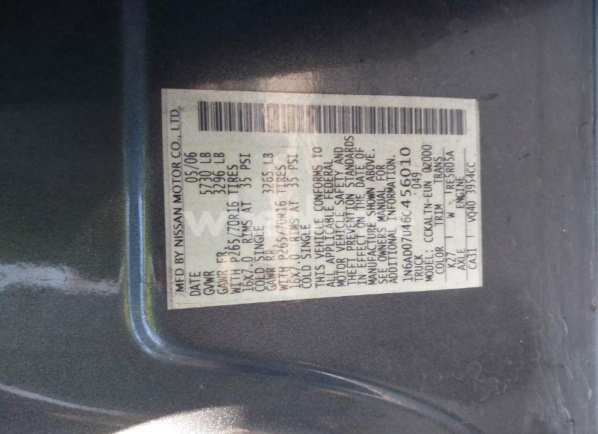 Photo 9 of 2006 Nissan Frontier SE (VIN 1N6AD07U46C456010)