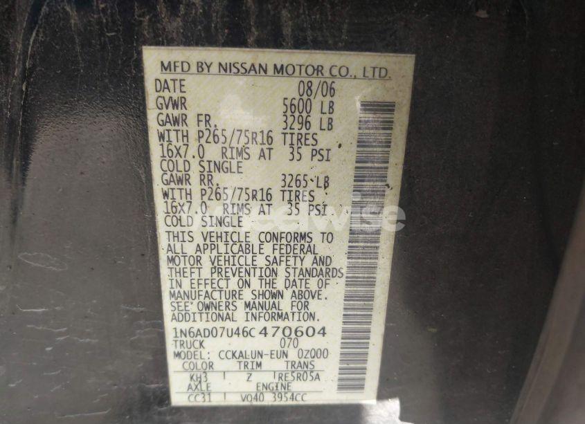 Photo 9 of 2006 Nissan Frontier NISMO OFF ROAD (VIN 1N6AD07U46C470604)