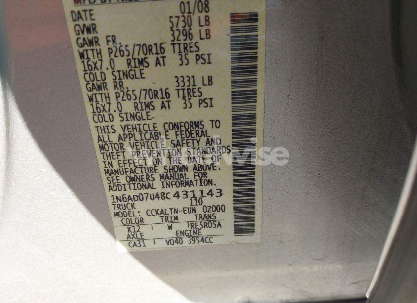 Photo 9 of 2008 Nissan Frontier SE (VIN 1N6AD07U48C431143)