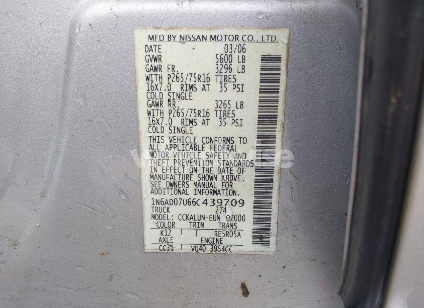 Photo 9 of 2006 Nissan Frontier NISMO OFF ROAD (VIN 1N6AD07U66C439709)