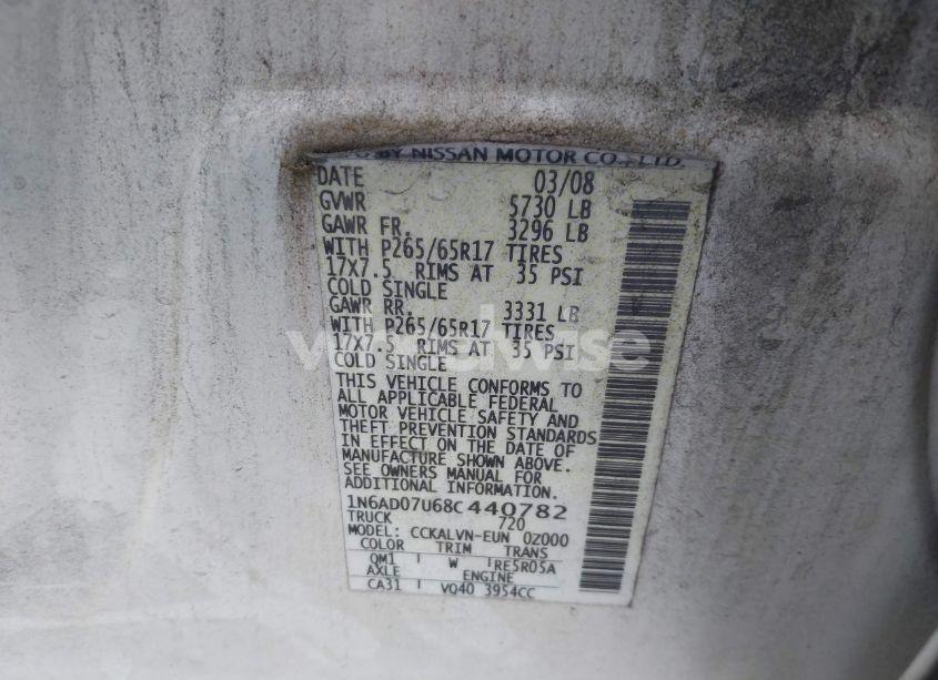 Photo 9 of 2008 Nissan Frontier LE (VIN 1N6AD07U68C440782)